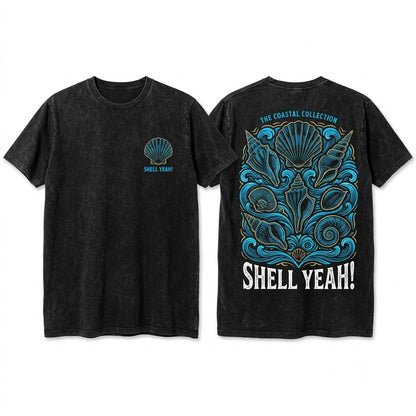 Fisherman Aesthetic Summer Shell Yeah Womens Beach Vibes Long Sleeve Unisex Wash T-Shirt