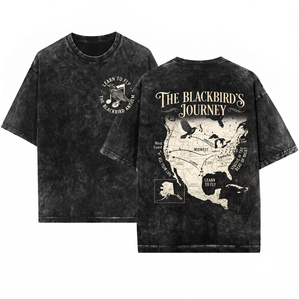 Blackbird Singing In The Dead Of Night Lyrics Classic Rock Music Tee Unisex Wash T-Shirt
