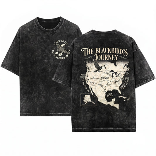 Blackbird Singing In The Dead Of Night Lyrics Classic Rock Music Tee Unisex Wash T-Shirt