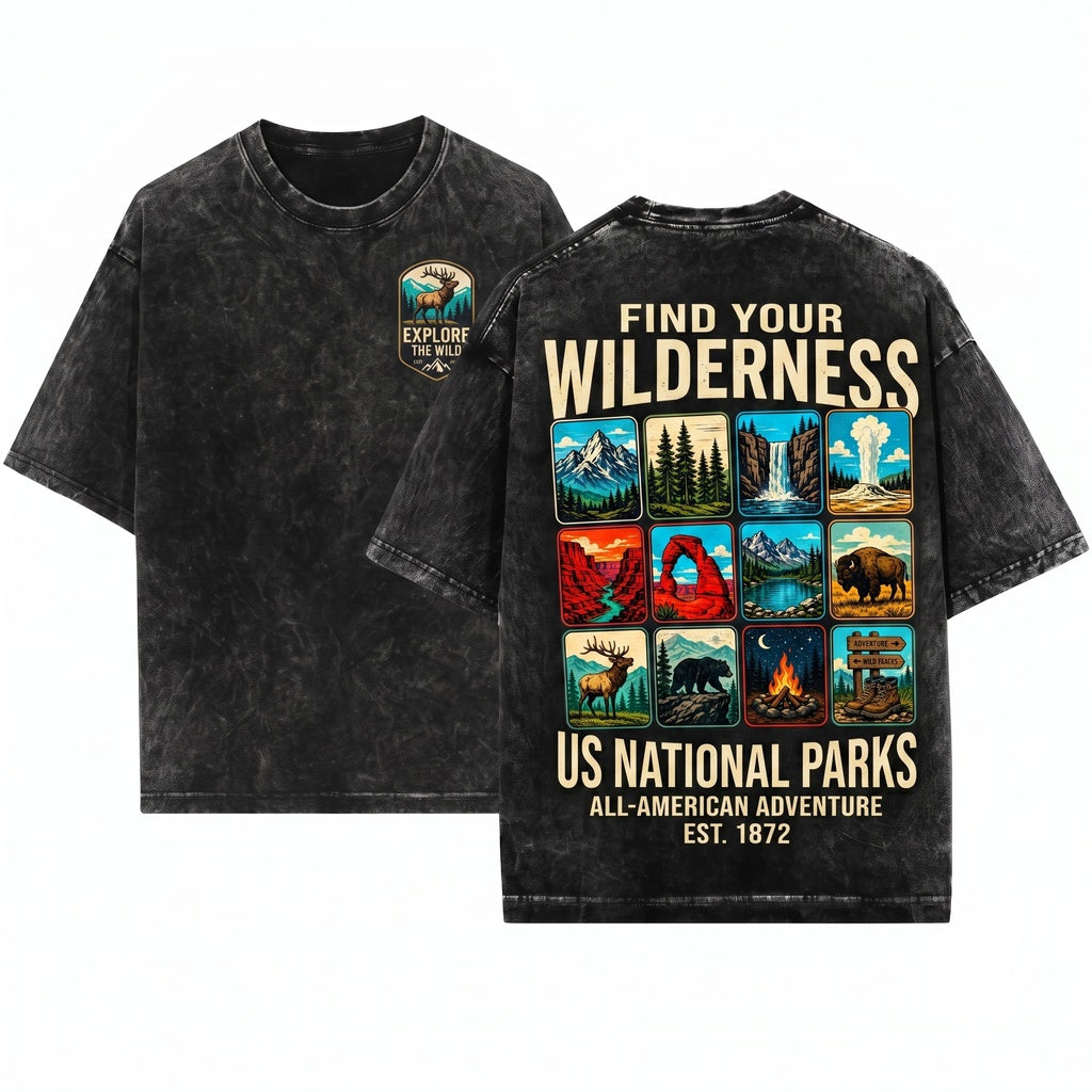 Explore Wild National Parks Vintage Nature Graphic Retro Hiking Camping Adventure Travel Gift Unisex Wash T-Shirt