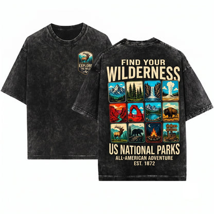 Explore Wild National Parks Vintage Nature Graphic Retro Hiking Camping Adventure Travel Gift Unisex Wash T-Shirt
