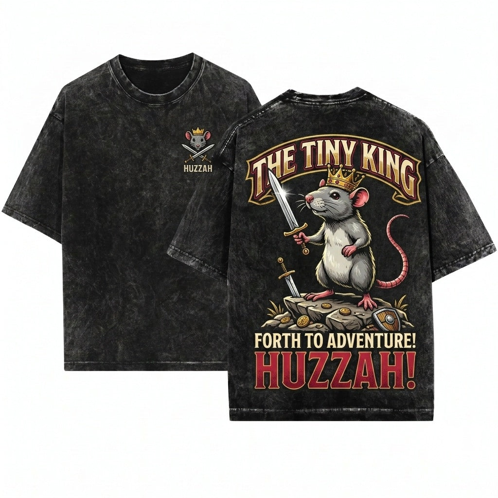 Huzzah Rat King Funny Embroidered 1717 Ren Faire Fantasy TTRPG Nerd Unisex Wash T-Shirt