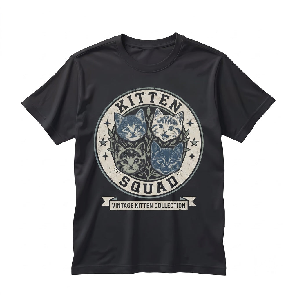 Adorable Retro Kitten Faces Graphic Print Cat Lover Vintage Pet Apparel Unisex TShirt