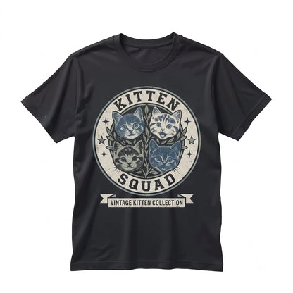 Adorable Retro Kitten Faces Graphic Print Cat Lover Vintage Pet Apparel Unisex TShirt