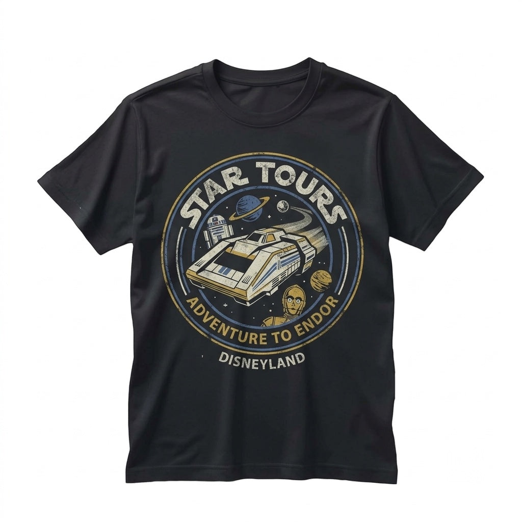 Oversized Star Tours Y2K Retro Galaxy Space Travel Land Matching Graphic Apparel Unisex TShirt