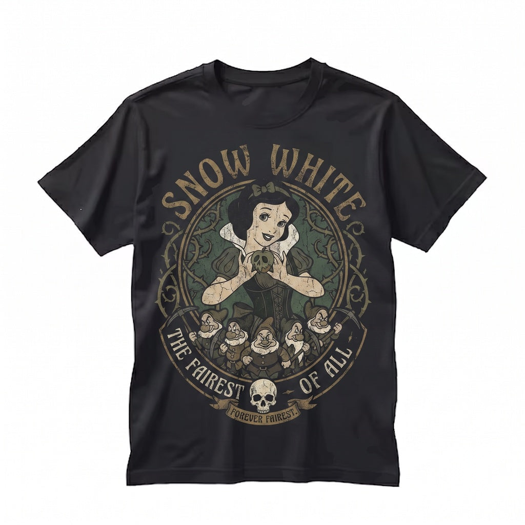 Vintage Fairy Tale Poison Apple Halloween Graphic, Two Sided Spooky Theme Park Vacation Gifts for Women Unisex TShirt