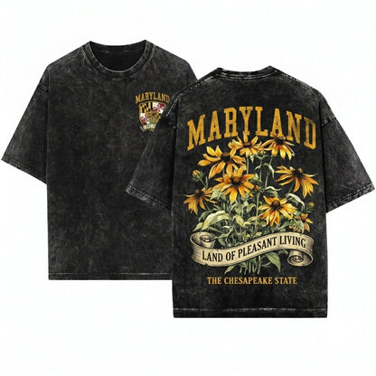 Maryland State Flower Botanical Gardening Travel Gift Mother Girlfriend Unisex Wash T-Shirt