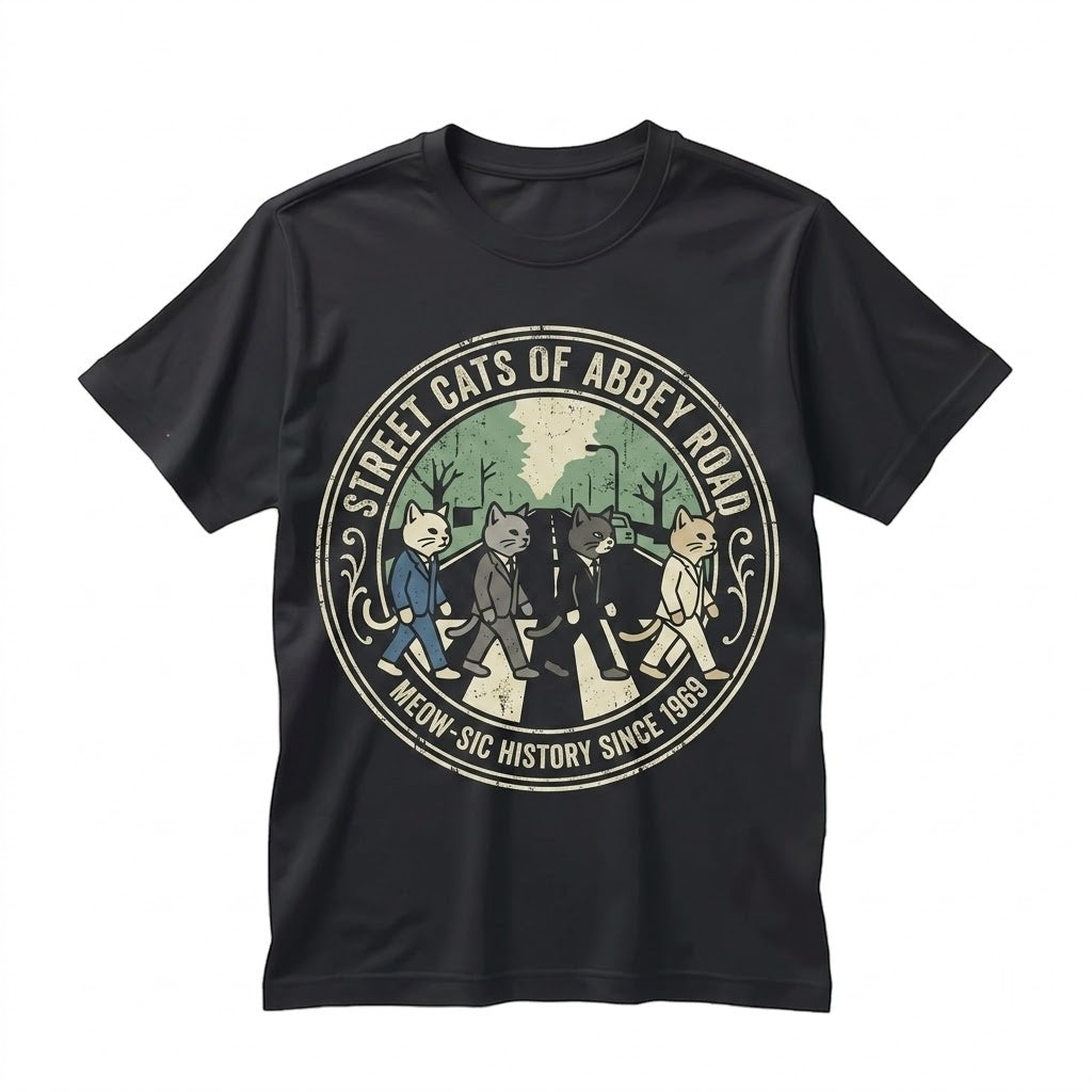 The Meowtles Vintage Retro Rock Band Graphic Cat Lover Music Gift Unisex TShirt