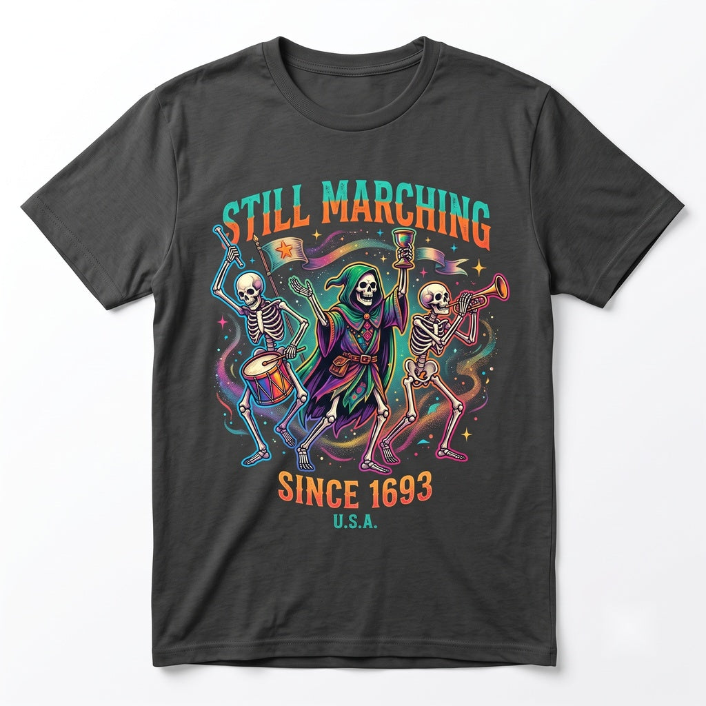 Dancing Skeletons Danse Macabre Medieval Musician Vintage Gothic Aesthetic Spooky Dark Academia Unisex TShirt