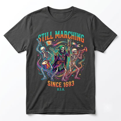 Dancing Skeletons Danse Macabre Medieval Musician Vintage Gothic Aesthetic Spooky Dark Academia Unisex TShirt