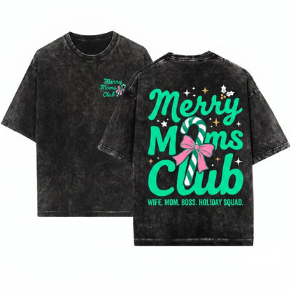 Merry Mama Jolly Retro Christmas Holiday Club Sweatshirt Unisex Wash T-Shirt