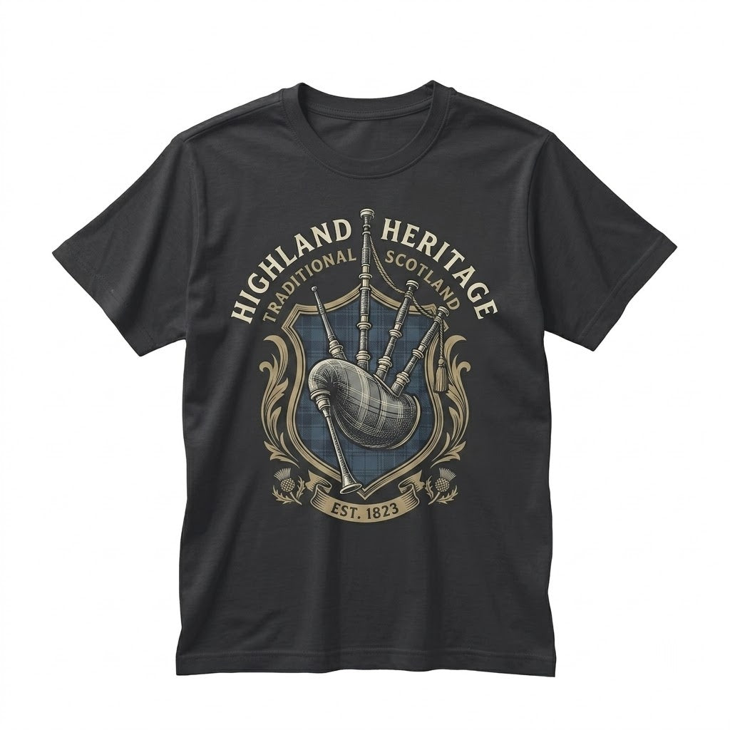 Scottish Celtic Bagpipe Graphic Faux Gold Print Musician Instrument Unisex TShirt