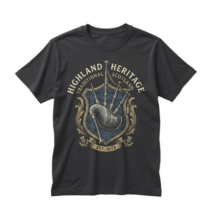Scottish Celtic Bagpipe Graphic Faux Gold Print Musician Instrument Unisex TShirt