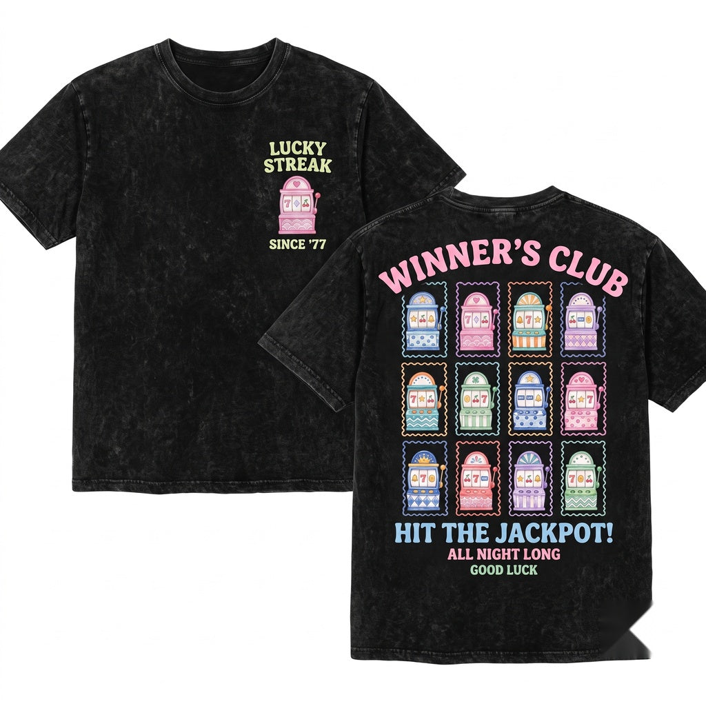 Lucky Slot Machine Casino Jackpot Winner Retro Gambler Gift Unisex Wash T-Shirt