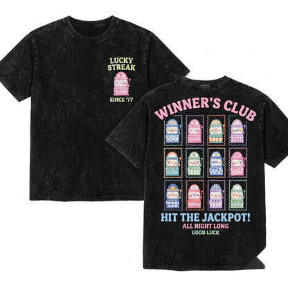 Lucky Slot Machine Casino Jackpot Winner Retro Gambler Gift Unisex Wash T-Shirt