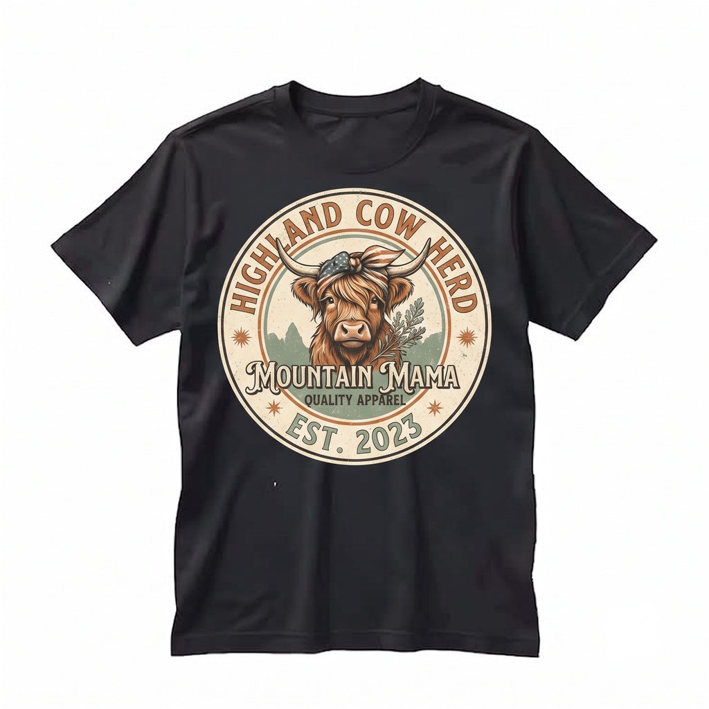Highland Cow Western Family Matching Farmhouse Heifer Country Graphic Unisex TShirt