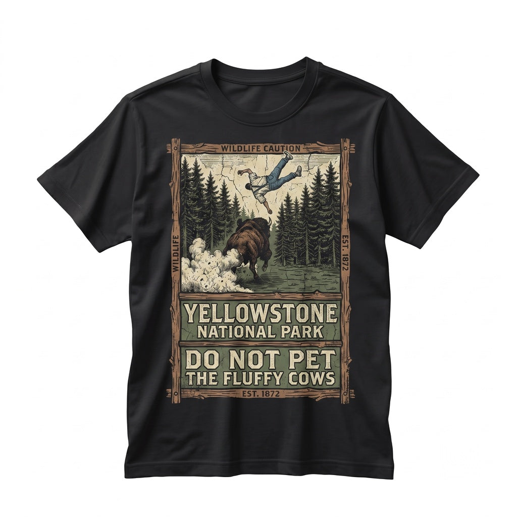 Do Not Pet The Fluffy Cow Bison Yellowstone National Park Family Vacation Matching Camping Summer Graphic Unisex TShirt