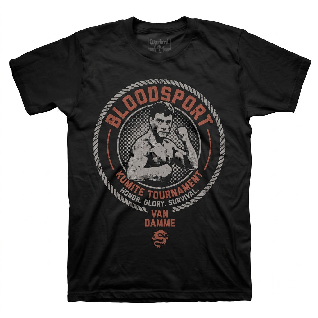 Bloodsport 1988 Martial Arts Kumite Action Movie Graphic Vintage Black Cotton Unisex TShirt