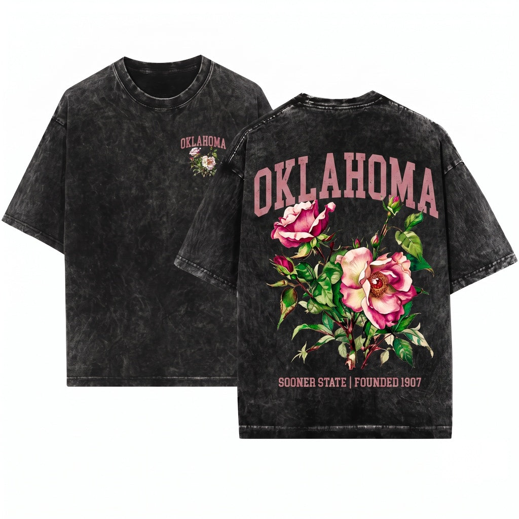 Oklahoma State Mistletoe Flower Botanical Gardening Travel Gift Girlfriend Unisex Wash T-Shirt