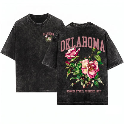 Oklahoma State Mistletoe Flower Botanical Gardening Travel Gift Girlfriend Unisex Wash T-Shirt
