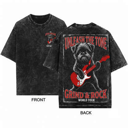 Affenpinscher Guitar Music Lover Monkey Terrier Mom Dad Gift Funny Rock Dog Unisex Wash T-Shirt
