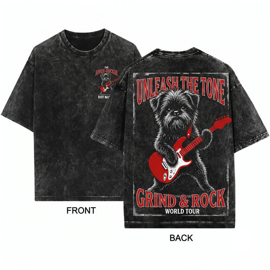 Affenpinscher Guitar Music Lover Monkey Terrier Mom Dad Gift Funny Rock Dog Unisex Wash T-Shirt