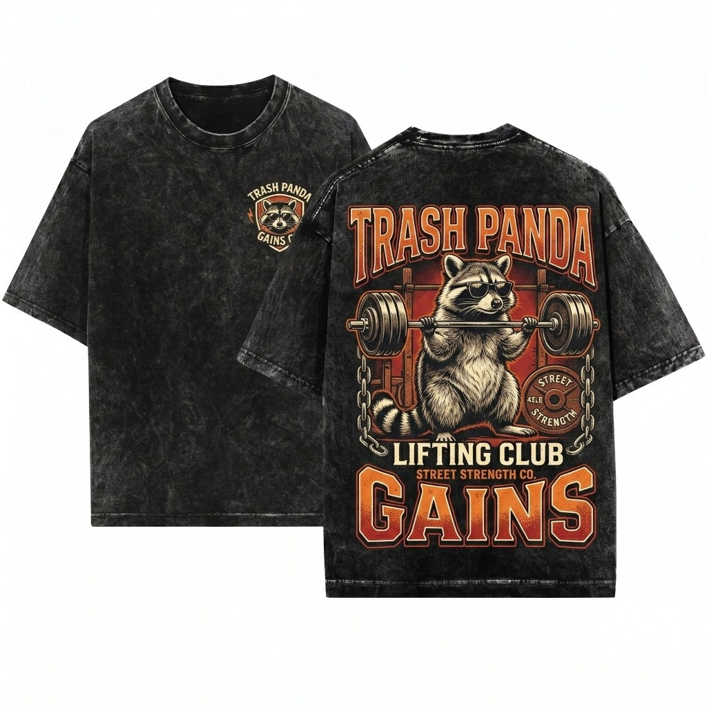 Funny Workout Raccoon Gym Rat Meme Animal Lifting Fitness Unisex Wash T-Shirt