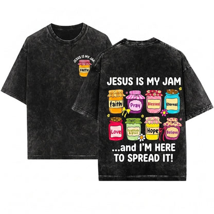 Cute Christian Faith Jar Jesus Is My Jam Inspirational Spiritual Blessings Religious Toddler Unisex Wash T-Shirt