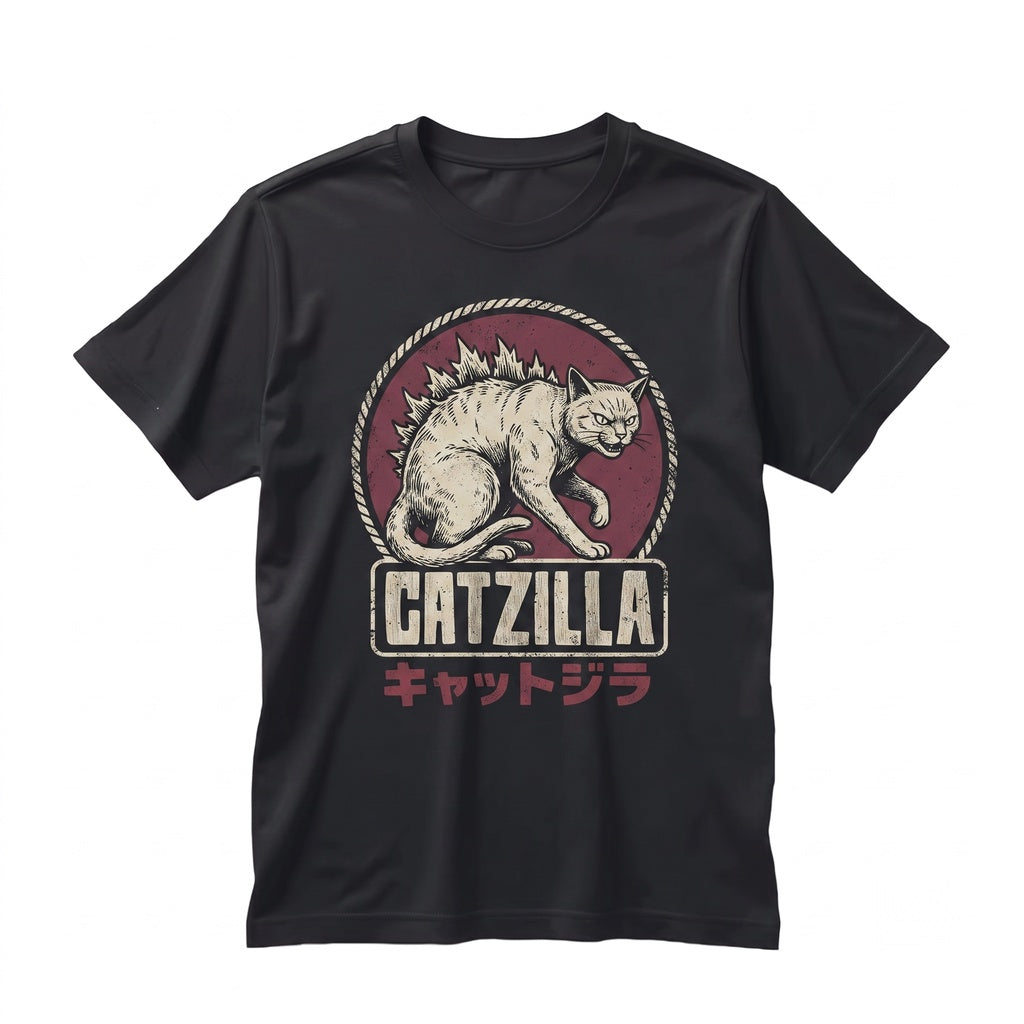 Giant Monster Kitty Japanese Graphic Streetwear Funny Retro Feline Apparel Unisex TShirt