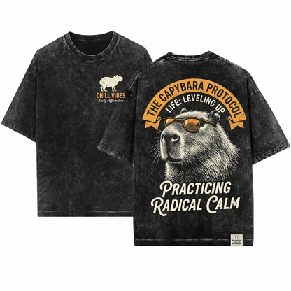 Capybara Smoking Vintage Funny Lover Gift Smoker Cigarette Animal Unisex Wash T-Shirt