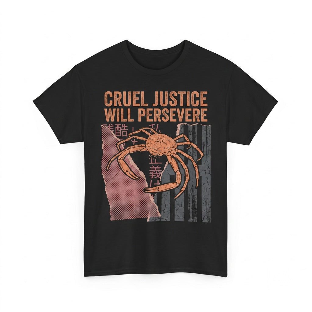 My Justice Will Persevere Funny Crab Graphic Quote Vintage Retro Cotton Apparel Unisex TShirt