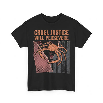 My Justice Will Persevere Funny Crab Graphic Quote Vintage Retro Cotton Apparel Unisex TShirt