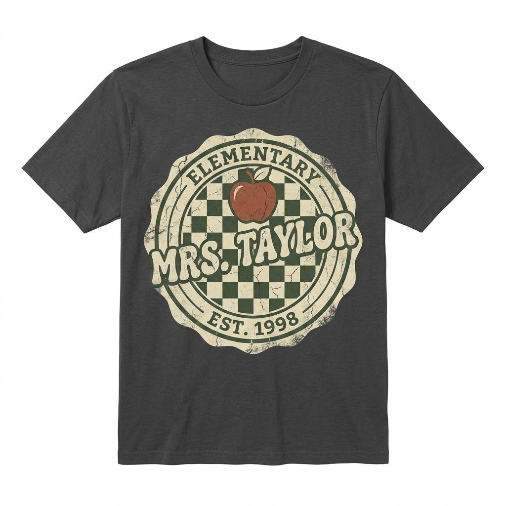 Customized Name Back To School Kindergarten Teacher Apple Cute Matching Preschool First Grade Educator Apparel Unisex TShirt