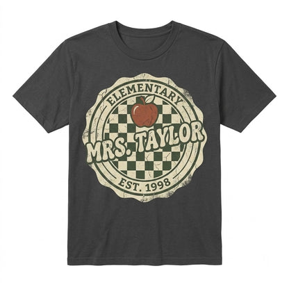 Customized Name Back To School Kindergarten Teacher Apple Cute Matching Preschool First Grade Educator Apparel Unisex TShirt