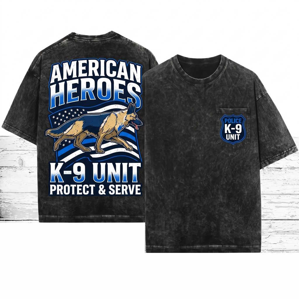 Police Dog K9 Thin Blue Line Flag German Shepherd Sheriff Handler Military Officer Trainer Dog Owner Birthday Present Unisex Wash