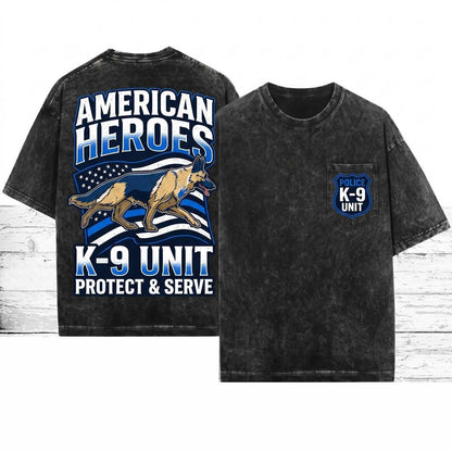 Police Dog K9 Thin Blue Line Flag German Shepherd Sheriff Handler Military Officer Trainer Dog Owner Birthday Present Unisex Wash