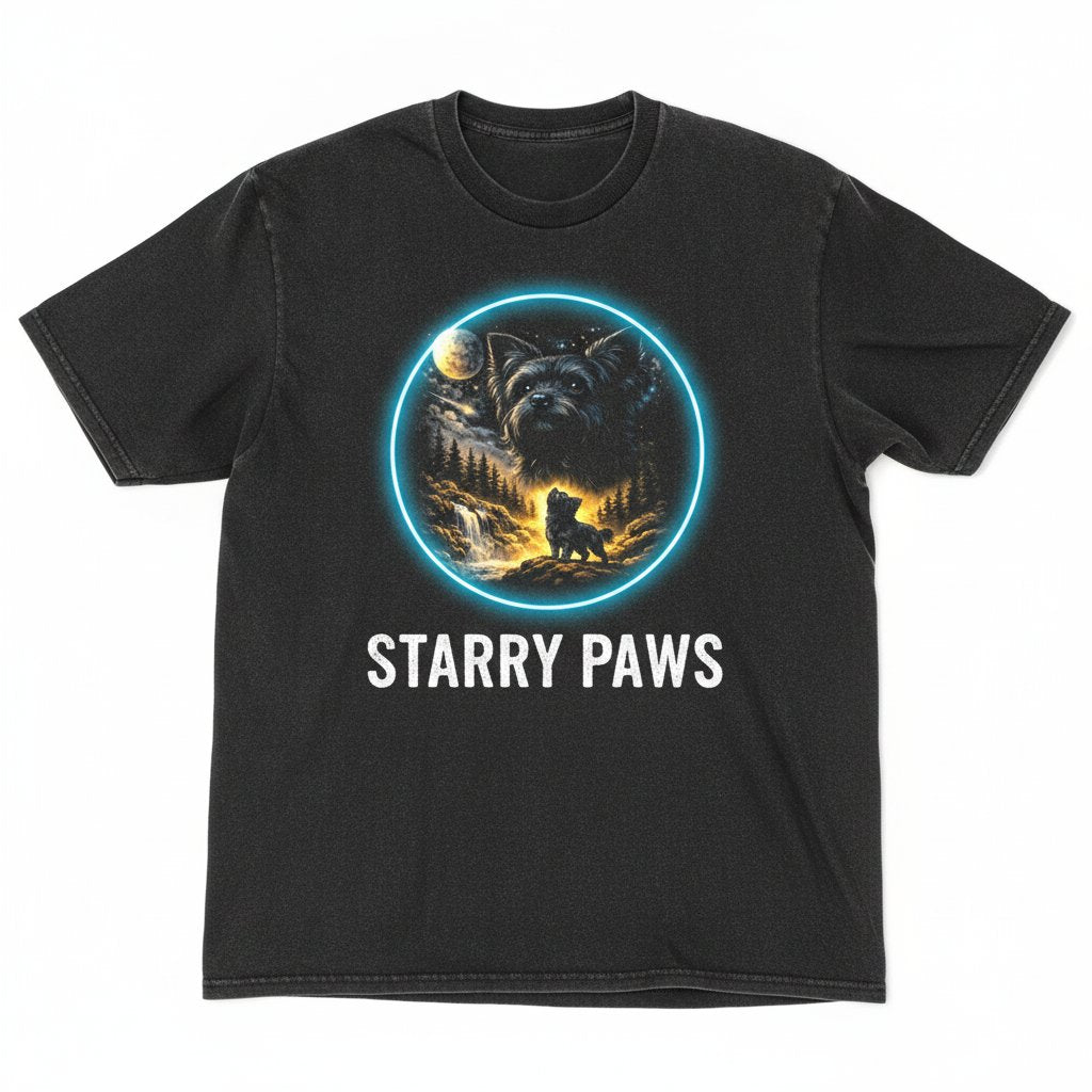 Yorkie Howling Moon Vintage 90s Retro Animal Graphic Mom Gift Full Silly Dog Unisex Wash T-Shirt