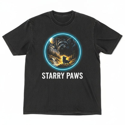 Yorkie Howling Moon Vintage 90s Retro Animal Graphic Mom Gift Full Silly Dog Unisex Wash T-Shirt