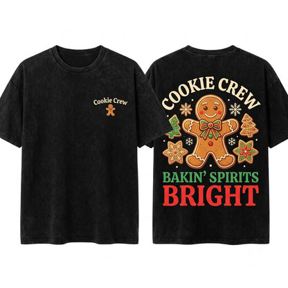 Christmas Holiday Baking Crew Gingerbread Cookie Unisex Wash T-Shirt