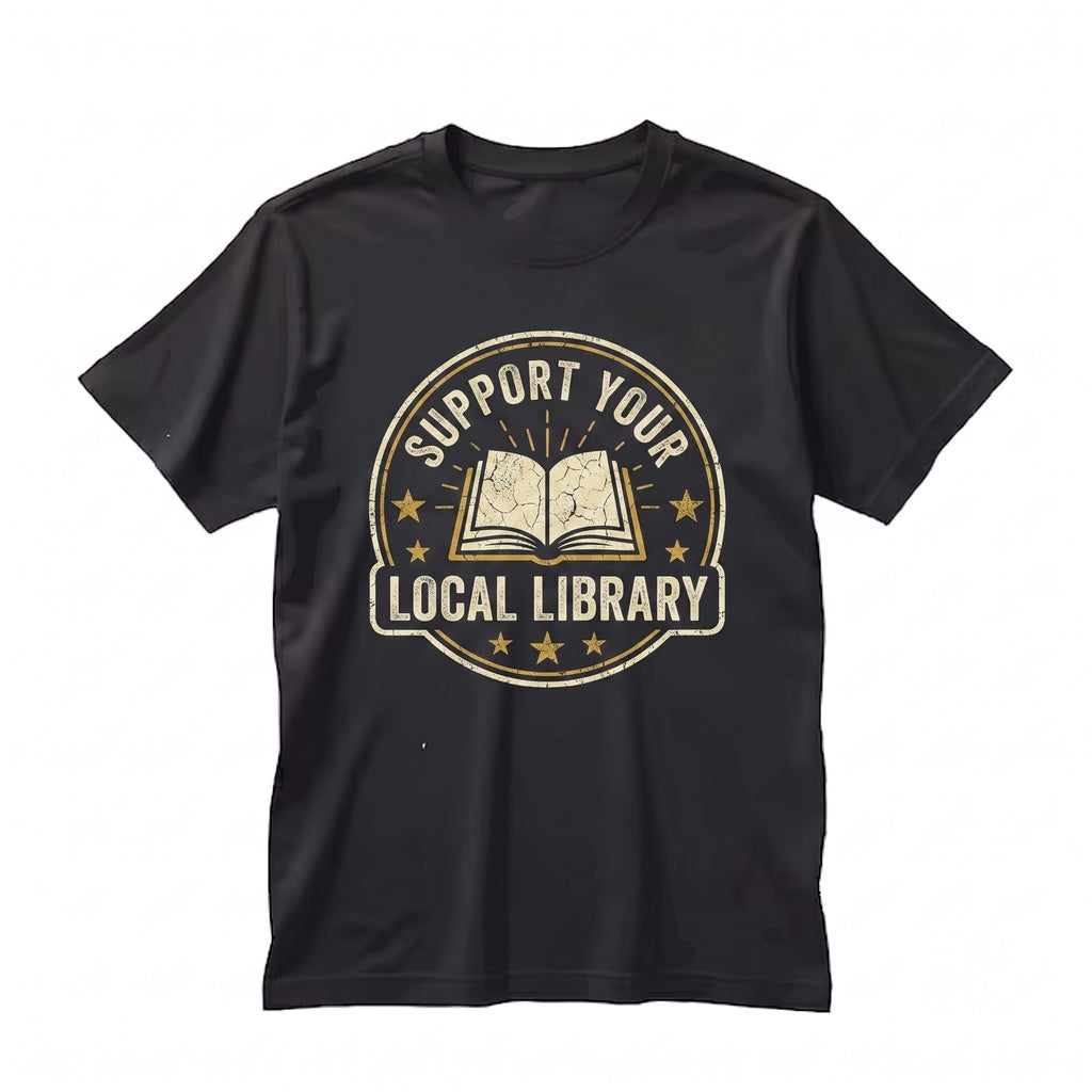 Support Your Local Library Embroidered Public Resources Reader Gift for Book Lovers Unisex TShirt