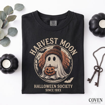 Vintage Halloween Spooky Ghost Pumpkin Graphic Rustic Haunted Forest Cozy Seasonal Gift Unisex TShirt