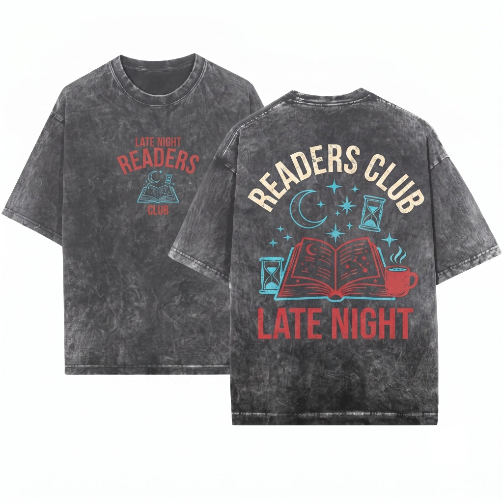 Late Night Readers Club Sweatshirt Book Lover Trendy Bookish Reading Gift Unisex Wash T-Shirt