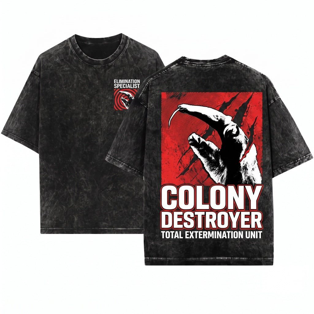 Destroyer Of Colonies Anteater Crewneck Graphic Unisex Wash T-Shirt