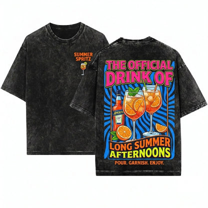 Feelin Spritzy Cocktail Club Summer Vacation Unisex Wash T-Shirt