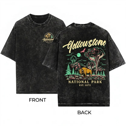 Yellowstone National Park Vintage Outdoor Graphic Apparel Garment Dyed Unisex Wash T-Shirt