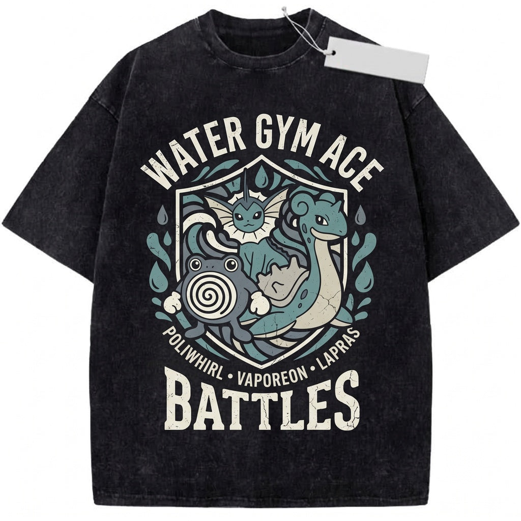 Vintage Water Anime Graphic Washed Retro Gamer Kanto Starters Unisex TShirt