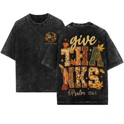 Faux Embroidery Floral Jesus Christian Varsity Bible Verses Fall Thanksgiving Faith Unisex Wash T-Shirt