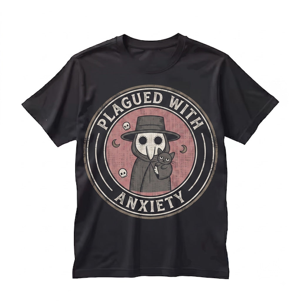 Plagued With Anxiety Sarcastic Snarky Grim Reaper Funny Sassy Mental Health Graphic Unisex TShirt