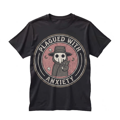 Plagued With Anxiety Sarcastic Snarky Grim Reaper Funny Sassy Mental Health Graphic Unisex TShirt