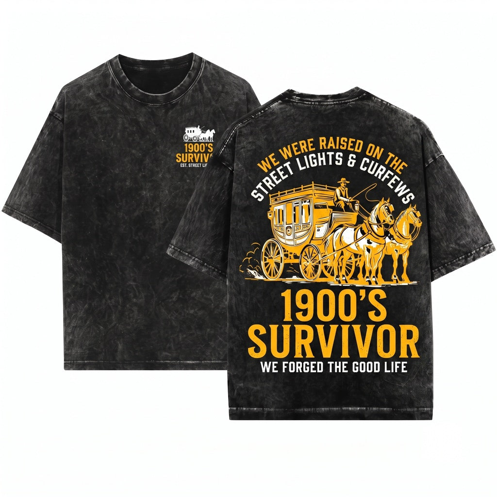 1900s Gen X Survivor Funny Graphic Novelty Unisex Wash T-Shirt